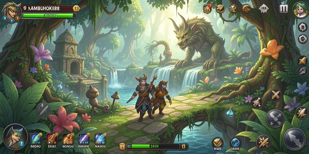 Gameplay <strong>BAMBUHOKI88</strong> yang menakjubkan dengan dunia petualangan yang penuh warna.
