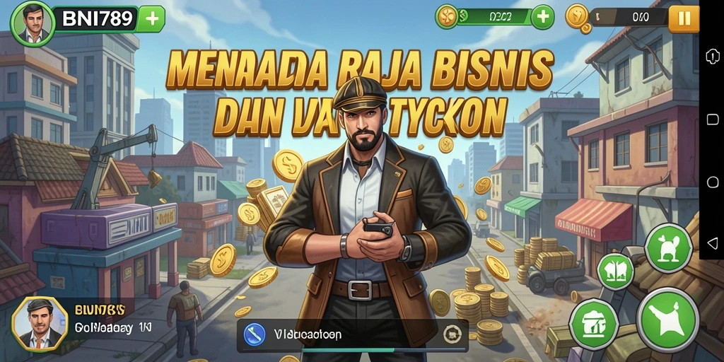 Screenshot gameplay BNI789 menampilkan pengelolaan bisnis Tycoon.