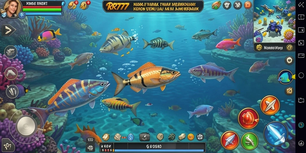 Gameplay seru RR777 dengan aksi menembak ikan.