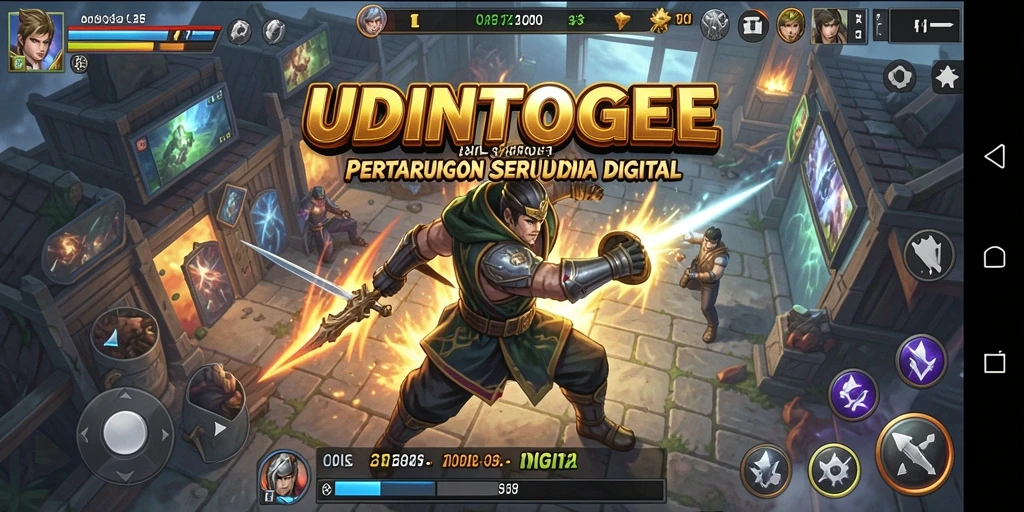Screenshot pertarungan seru dalam UDINTOGEL dengan karakter dinamis.